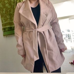 Morning Mist Long Tan Jacket With Pockets + Belt